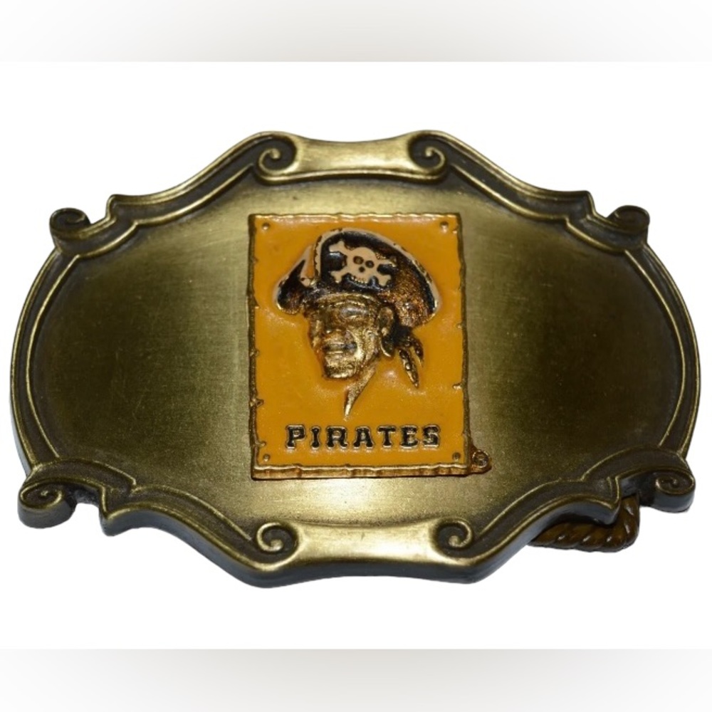 Vintage Pittsburg Pirates 1978 Raintree 3D Brass Belt Buckle MLB Baseball Men’s